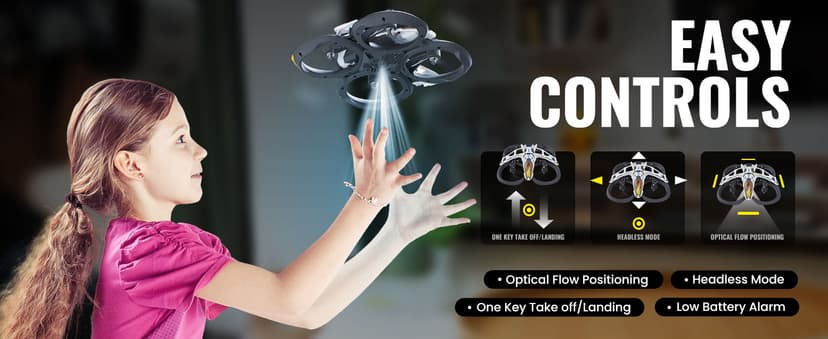 HISINGY MACH 500 Tiny Drones for Kids, Mini Micro Nano Indoor RC Quadcopter for Age 8-12 10-15 12-14,Kids Drone with LED Light,Optical Flow Positioning,3 Speeds,Toys Gifts for Teen Boys Girls