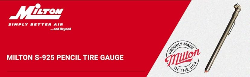 Milton S-925 Pencil Tire Pressure Gauge for Trucks, RV’s & Bicycle Tires, Single Head Chuck with Built-in Deflator Valve, Durable Plated Brass, Pressure Measured in PSI & kPa