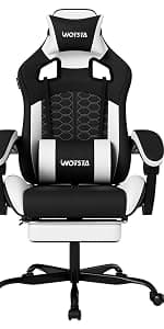 Gaming Chair with Massage,Ergonomic PC Gaming Chair with Footrest Comfortable Headrest and Lumbar Support, High Back, 300LBS (Grey)