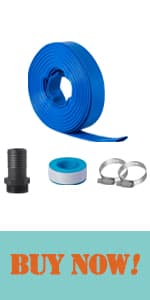 Eastrans 1 IN x 100 FT Heavy Duty Flat Discharge Hose, Weather & Burst Resistant, Best Hose for Inground Pools, Filter & Drain Hose