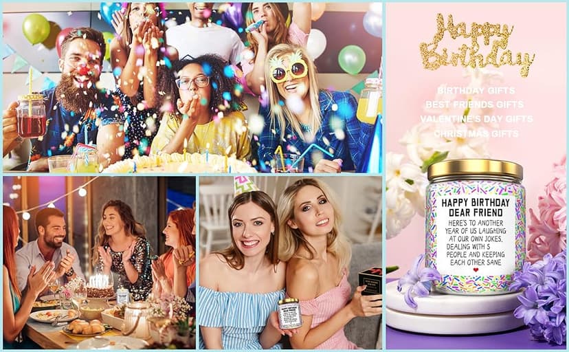 Happy Birthday Gifts for Women, Best Friends, BFF Friendship Gift for Women Funny Gifts for Woman, Best Friends, Her, Sister, Female, Coworker, Girlfriend, Bestie Christmas Candles Gift