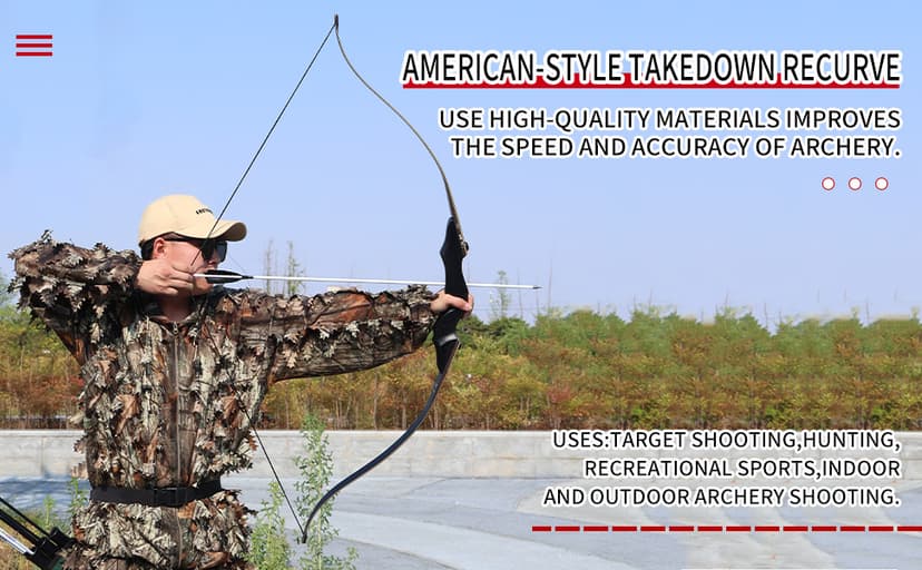 Black Hunter Recurve Bow 60" Right-Handed Bow Ergonomically Designed for Comfortable Grip Suitable for Beginners and Longbow Enthusiasts to Train Or Hunt