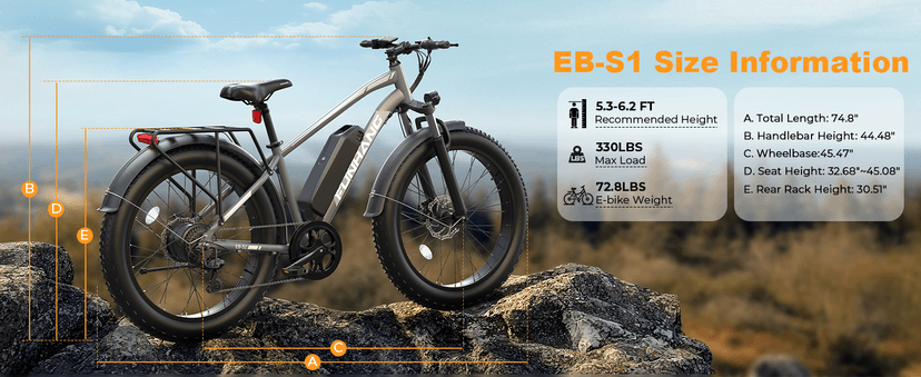 Electric Bike for Adults, 1000W Peak Ebike, 25MPH 60Miles Electric Mountain Bike, 26" Fat Tire Electric Bicycle with 48V 13AH Battery, Front Suspension,7 Speed, Rear Rack, UL 2849 Certified