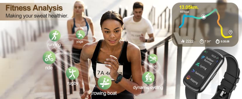 Fitness Tracker, Smart Watches for Women Men with 24/7 Heart Rate/Blood Pressure/Blood Oxygen Monitor, Sleep Tracker, Calories&Step Counter, IP68 Waterproof Health Activity Trackers for Android&iPhone