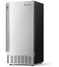 Coolski Commercial Nugget Ice Maker Machine, 100Lbs Daily Production, Under Counter Sonic Ice Machine with 20Lbs Dual Storage Bin, Pebble Pellet Ice Maker for Home, Office, Cafe, Gravity Drain
