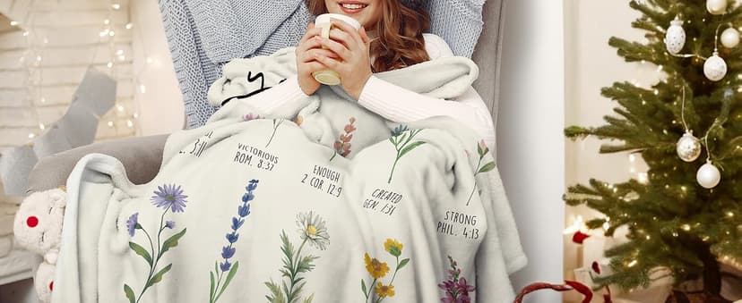 Afterprints Christian Gifts for Women, Christian Blanket with Flowers, Birthday Gifts for Women, Inspirational, Religious Gifts for Sister, Friend, Daughter, Mom, Soft Throw Blankets 50'' x 60''