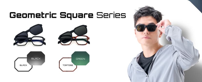 2-in-1 Magnetic Clip- On Blue Light Blocking Glasses – Hexagon Frame + Polarized UV400 Clip, TR90, Anti-Reflective