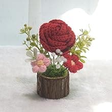 Handmade Crochet Knitted Sunflower Bouquet Creative Knitted Potted Plant Mini Cute Home Desktop Decorations and Gifts for Friends, Lovers, Classmates