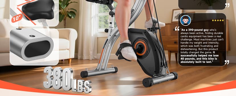 YOSUDA Folding Exercise Bike - Foldable Stationary Bike for Home Gym Workout