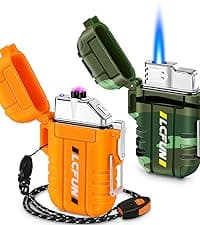 LcFun LcFun Waterproof Electric Dual Arc Lighter USB Rechargeable Outdoor Windproof Flameless Plasma Lighters for Camping, Hiking, Adventure, Survival Tactical Gear Stocking Stuffers Gifts for Men