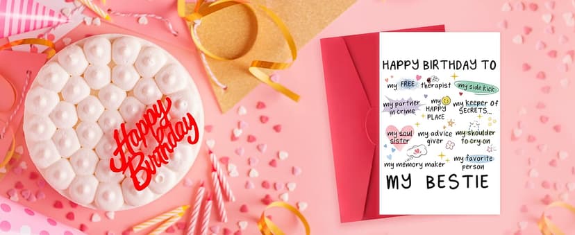 Funny Birthday Card for Women Sister, Happy Bday Gifts for Bestie, Bestie & Friendship Birthday Card