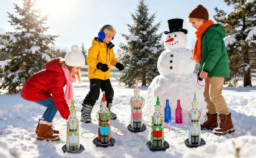 Christmas Ring Toss Games for Family Kids Party 5 Pack Inflatable Nutcrackers Toss Game Adults for Indoor Outdoor Garden Toys Gifts Holiday Decorations