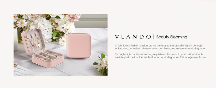 Vlando Travel Jewelry Case - Teacher Appreciation Gifts - Small Jewelry Travel Organizer Box Travel Essentials Christmas Gift for Women Girl - Pink