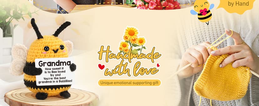 LEJIAJINW Emotional Handmade Bee Gifts for Grandma Christmas Grandmother Gigi Nana Birthday Gift for Women, Funny Mothers Day, Easter Egg Stuffers Tiny Positive Bee for Grammy Granny Valentines