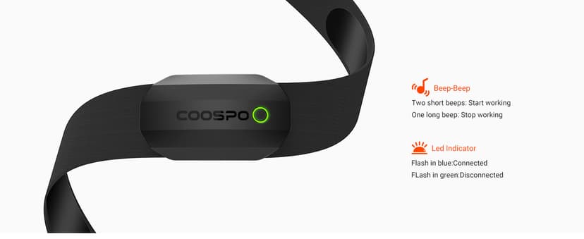 COOSPO Bluetooth Heart Rate Monitor Chest Strap H808S, ANT+ BLE HR Monitor Chest, HRM IP67 Waterproof, 300H Battery Life