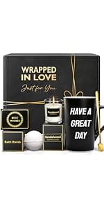 Birthday Gift for Him Dad Husband Grandpa Brother Boyfriend Friend Teacher Coworker Boss, Fathers Day, Valentines Day Eletorot Christmas Gifts for Men Women, Unique Black Spa Basket Gift Set B0GLX2J448