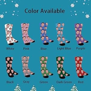 TinyName Custom Socks with Faces Personalized Face Sock with Text Customized Funny Socks for Men and Women