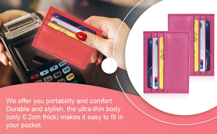 URAQT Credit Card Holder Wallet, RFID Blocking Leather Ultra Slim Wallet, Thin Minimalist Credit Card Case Card Protector, Front Pocket Wallets for Men, Women - 6 Card Slots and 1 Pockets (Black)