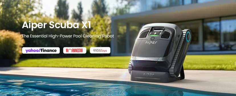 (2026 Upgrade) AIPER Scuba X1 Cordless Robotic Pool Cleaner with Micromesh Ultra-Fine Filter, Include Wireless Charging Dock, Cross Pattern Smart Navigation, Horizontal Waterline Scrubbing