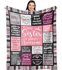 Ruvinzo Sister Gifts from Sis, Sisters Birthday Gift Idea, Best Sister Ever Gift for Women, Birthday Gifts for Sisters, Sis Soft Throw Blanket 60" x 50" B0BY8BFFQ9