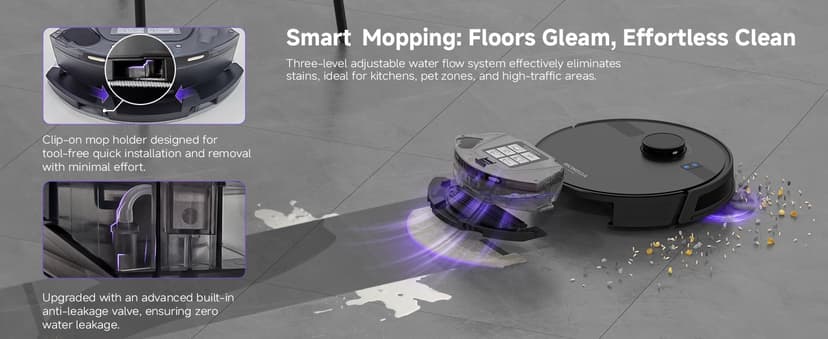 MONSGA Robot Vacuum and Mop Combo, 6000Pa Robotic Vacuum with 3.5L Self Emptying Station, Lidar Navigation Robot Vacuum Cleaner, 180mins Runtime, APP/Remote/Voice Control, for Hard Floors and Carpets