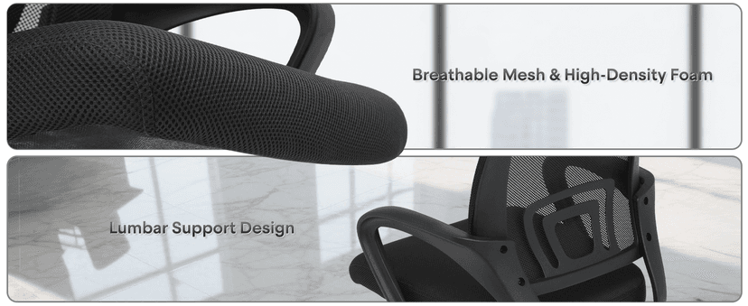 Ergonomic Office Chair - 330Lbs, Breathable Mesh Computer Desk Chair with Lumbar Support & Armrest, Rolling Swivel Adjustable Tilt Lock for Home Office/Gaming, Bedroom Study