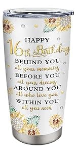 60th Birthday Gifts for Women Tumbler 20oz, Happy 60th Birthday Decorations, 60 Year Old Gifts for Women/Her/Mom/Grandma