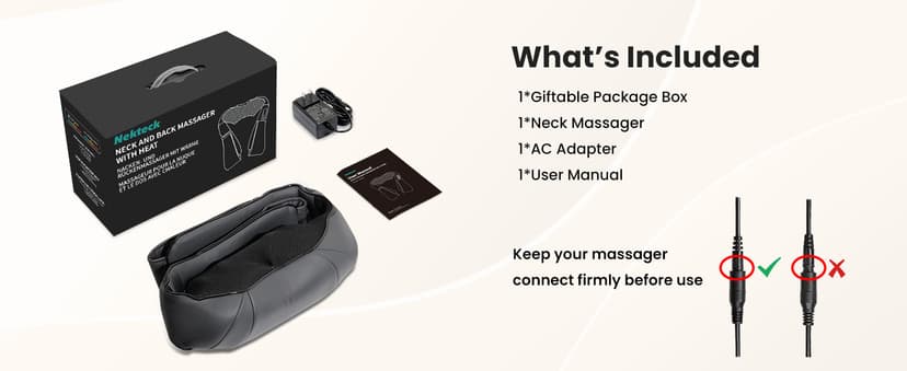 Nekteck Shiatsu Neck and Back Massager with Soothing Heat, Shoulder Massager for Pain Relief Deep Tissue, Electric 3D Kneading Massage Tools for Leg Body Muscle, Corded Power, Gifts for Him Her