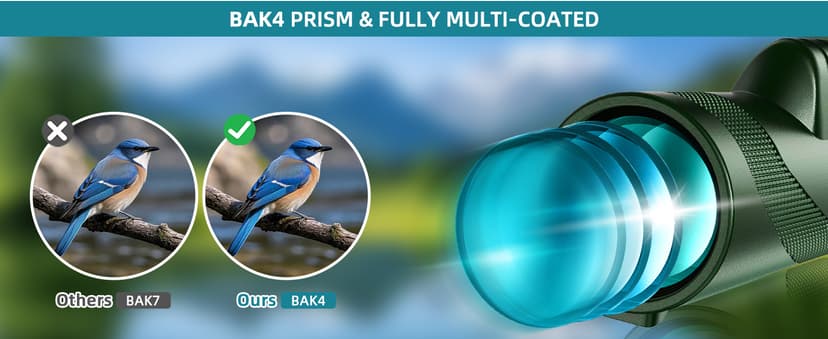 40X60 Monocular Telescope with Smartphone Holder& Tripod, High Power Nitrogen-Filled Monocular for Adults with BAK4 Prism & FMC Lens, HD Monocular Scope for Birdwatching Hiking Concert Travelling