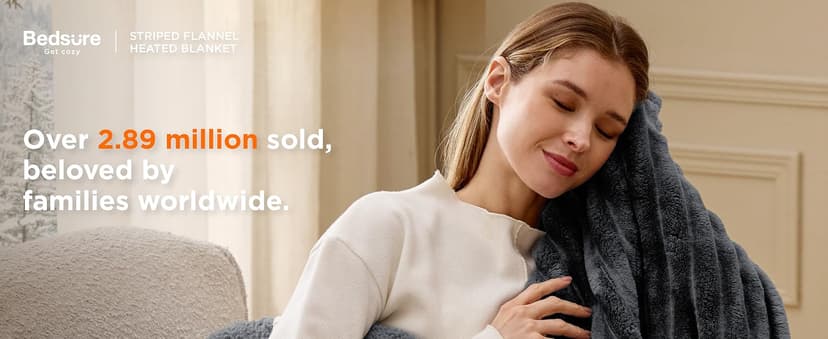 Preheat Function, 6 Heat & 6 Timer (Up to 10H) Settings, 8H Auto Shut Off, ETL & FCC, Gifts for Men Senior, Cozy Room Decor Bedsure Thick Heated Blanket Electric Throw, Fast Heating, Grey 50"x60" B0BZYX45MR