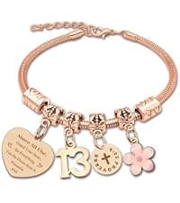 DlaeKua 15th 13th 16th Birthday Gifts for Girl Stainless Steel Bracelet for Women Daughter Granddaughter Niece Sisters 15th Birthday Gift Bracelets Inspirational Gifts Bible Verse 15 13 16 Years Old