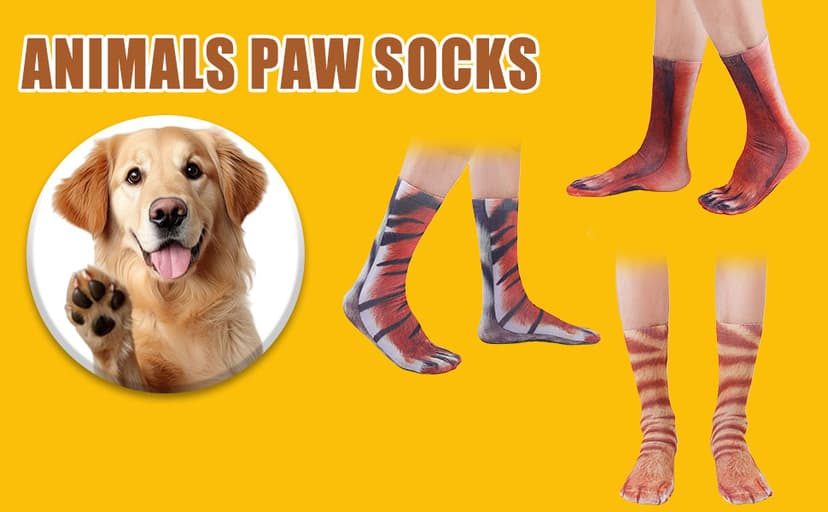 Animal Paws Socks - Novelty 3D Cat Dog Chicken Feet Socks White Elephant Gifts Gag Gift Thanksgiving Christmas Gifts