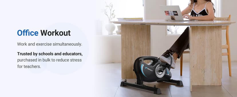 Under Desk Bike Pedal Exerciser, Quiet Magnetic Mini Exercise Bike with MERACH App for Arm, Leg Recovery, Physical Therapy, Smooth Foot Desk Cycle