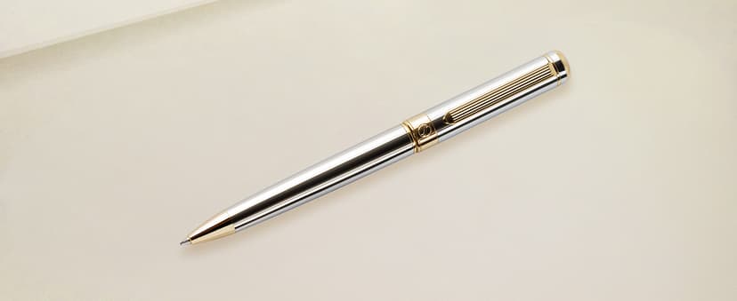 Scriveiner Silver Chrome Ballpoint Pen - Stunning Luxury Pen, Real Gold Plating, Schmidt Black Refill, Best Ball Pen Gift Set for Men & Women, Professional, Executive, Office, Nice, Fancy Pens