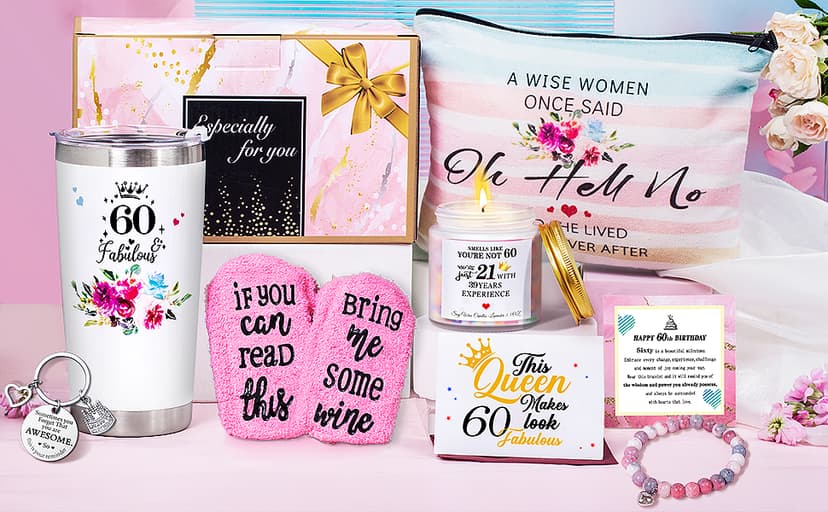 60th Birthday Gifts for Women,Happy 60th Birthday Gifts for Her Friends Mom Wife Sister Coworker,Tumblers Gifts Set for 60 Year Old Women,Funny 60 Birthday Gifts Ideas