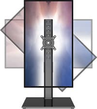 Single LCD Computer Monitor Free-Standing Desk Stand Mount Riser for 13 inch to 32 inch screen with Swivel, Height Adjustable, Rotation, Vesa Base Stand Holds One (1) Screen up to 77Lbs(HT05B-001))