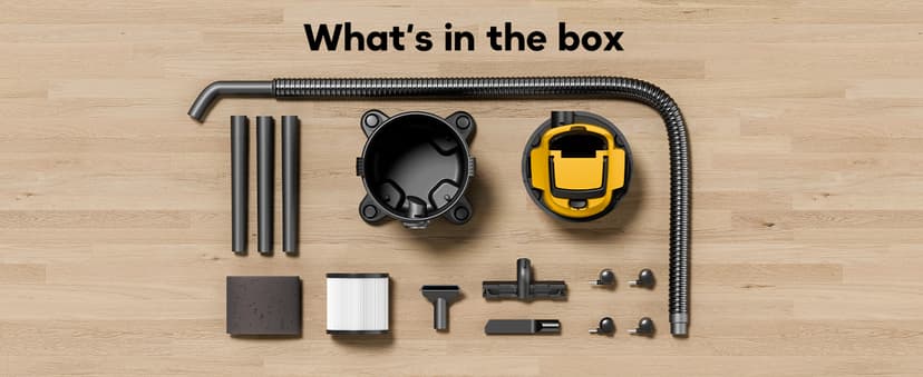 DeForce Cordless Shop Wet Dry Vacuums for DeWalt 20V Max Battery, 5.2-Gallon Portable Shop Vac, 17000Pa with Hose Nozzles HEPA Filters Wheels for Home Projects & Renovations, Mustard(No Battery)