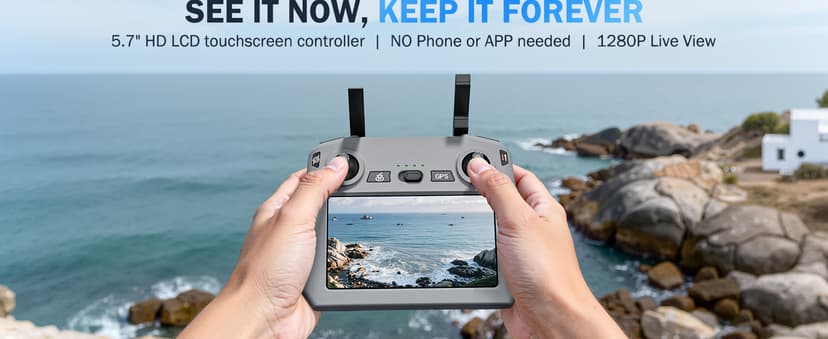 GPS Drones with Camera for Adults 4K, 5.7" FPV Touchscreen, 100-Min Flight Time, GPS Follow, Auto Return, Beginner Mode, Long Range Transmission, RC Quadcopter, Foldable RC Drone with 2 Batteries