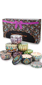 Scented Candles Gift Set, 8% Essential Oil, 4 Pack Aromatherapy Candle, Stress Relief Gifts for Women,120H Burning, Candles for Home Scented, Ideal for Birthday, Christmas, Thanksgiving, Mother's Day