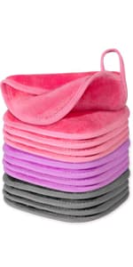 Makeup Remover Cloth, 6" x 6" Makeup Remover Towels Reusable Face Cloth for Washing Face, Makeup Remover Pads Microfiber Face Washcloth with Mesh Bag, 12 Pack, Grey