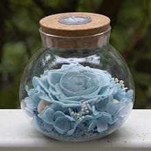 Preserved Real Roses with Colorful Mood Light Wishing Bottle, Eternal Rose,Never Withered Flowers, Table Decor,Christmas Anniversary Valentine's, Blue 4.3inch, 1pcs B07DT2GBT2