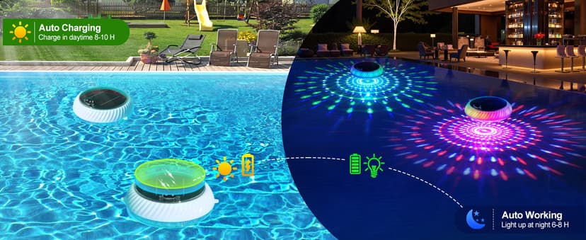 Askyli Floating Pool Lights Solar with Remote, 7.6 Inch RGB Up and Down Color Changing Solar Pool Lights That Float with Dynamic Lighting Effects, Floating Light for Pools, Party, Decor(2)