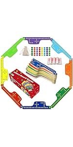 Original Marble Game Wahoo Board Game Double Sided Painted Wooden Fast Track Board Game for 6 and 4 Players 6 Colors 24 Marbles 6 Dice for Family Friends
