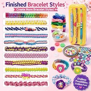 DDAI Arts and Crafts for Kids Age 8-12 Friendship Bracelet Making Kit for Girls - Best Birthday Gifts Ideas for Girl 7 9 10 11 Year Old - Popular Bracelets String Maker Toys Set