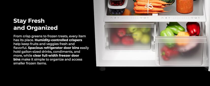 Kenmore 30" Top Mount Refrigerator with Freezer - Adjustable Shelving, Humidity-Controlled Crispers, LED Lighting, ENERGY STAR Certified, Garage Ready, 20.2 cu. ft. Capacity - White