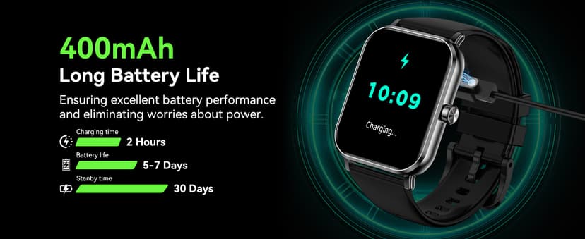 Smart Watch for Men Women, 1.85" HD Fitness Tracker with Bluetooth Calls, 5 ATM Waterproof, 130+ Sport Modes, 24/7 Heart Rate/Sleep Monitor, Pedometer, Calories, Smartwatch for iOS Android (Black)