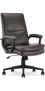 Serta Bryce Executive Office Chair - Ergonomic Computer DeskChair with Lumbar Technology - Adjustable Height - Memory Foam Body Pillows - 360° Swivel Rolling Base - Bonded Leather - Black