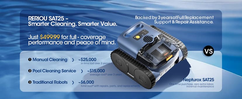 Cordless Robotic Pool Vacuum, Pool Cleaner with Track Drive & Sonar Navigation, 180W Brushless Motor, Wall & Waterline Climbing, 150-Min Runtime, for Inground & Above-Ground Pools up to 2150 Sq. Ft.