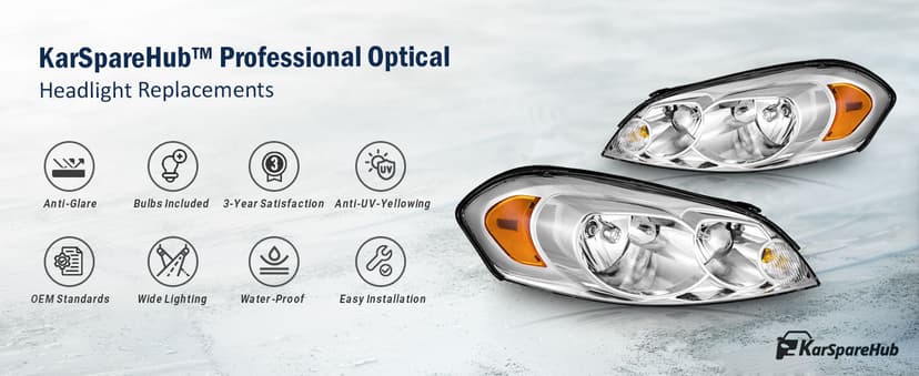 Headlights Assembly W/Bulbs for 2006-2013 Chevy Impala for 14-16 Chevy Impala Limited, 06-07 Chevy Monte Carlo Headlamp Replacement Pair