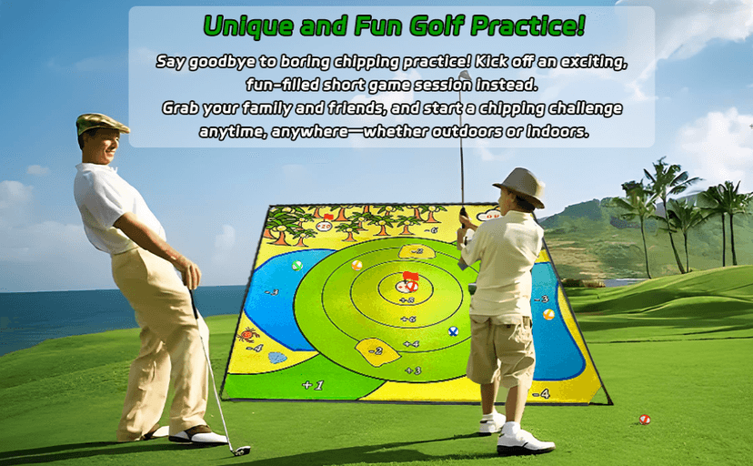 Battle Golf Chipping Game,Upgrade 80”x80” Large Chipping Mat,Play Outdoor Sticky Golf for Adults,Unique Multiplayer Indoor Outdoor Friends Family Yard Target Game